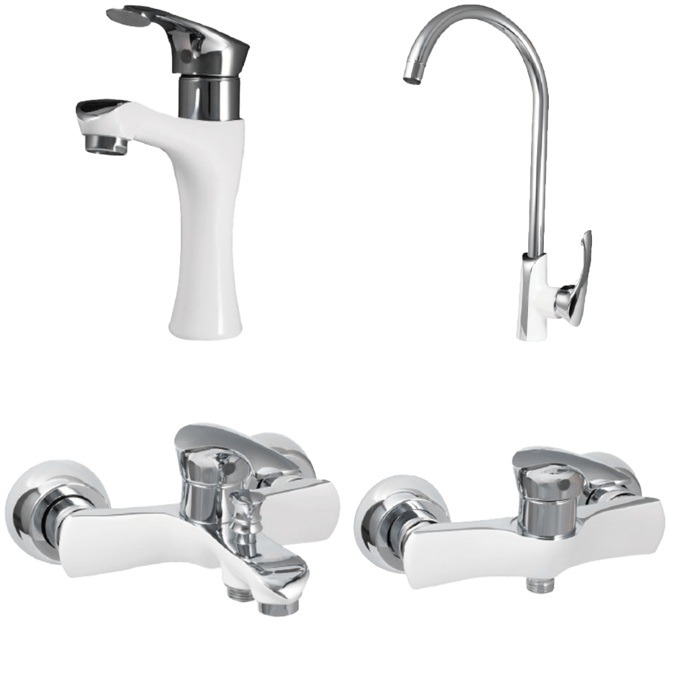 rashin-faucet-set-tiffany-lever-model-white-chrome.png ست شیرآلات راشین مدل اهرمی تیفانی سفید کروم