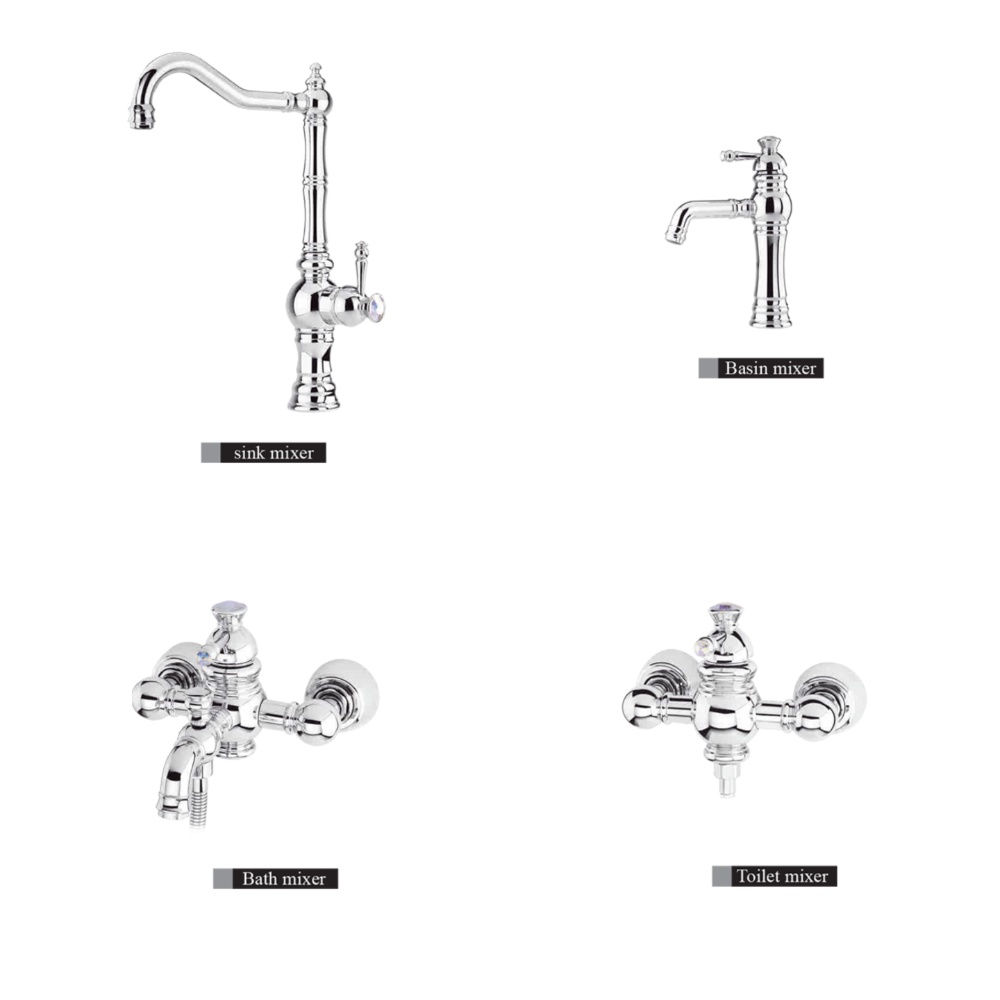 Alvand Elyse chrome faucet set ست شیرآلات الوند مدل الیزه کروم
