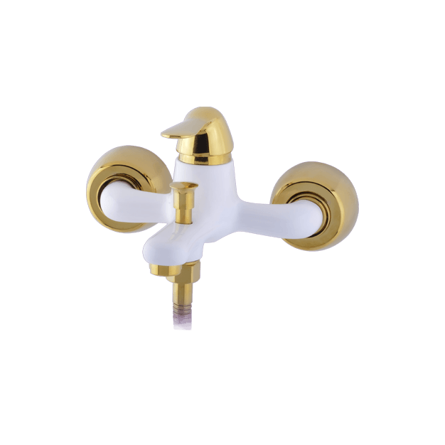 Alvand bathroom faucet, Nika model, white and gold شیر حمام الوند مدل نیکا سفید طلایی