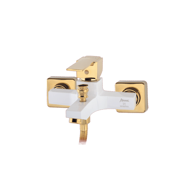 Alvand bathroom faucet, Star model, white and gold شیر حمام الوند مدل استار سفید طلایی