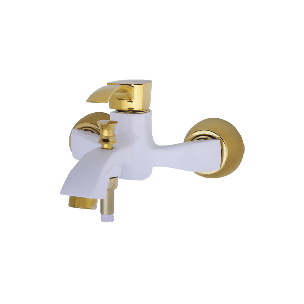 Alvand bathroom faucet, white and golden Atlas model شیر حمام الوند مدل اطلس سفید طلایی