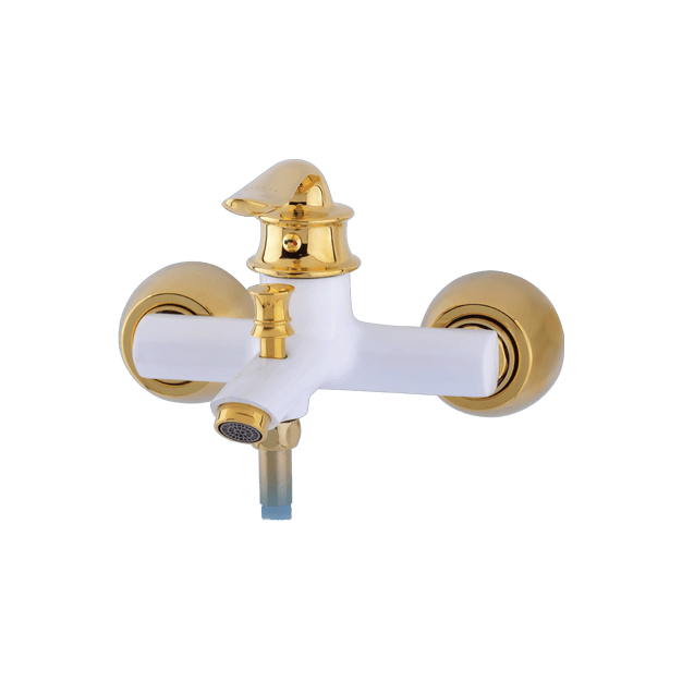 Alvand bathroom faucet, white and golden lily model شیر حمام الوند مدل زنبق سفید طلایی