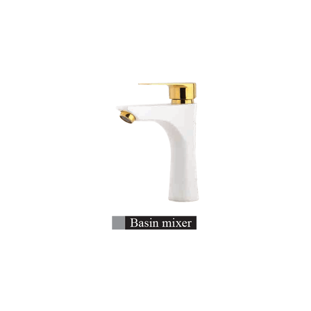 Alvand faucet, Dana model, white and golden شیر روشویی الوند مدل دنا سفید طلایی