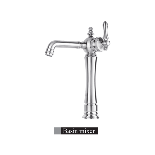 Alvand faucet, Venus model, matte chrome (long base) شیر روشویی الوند مدل ونوس کروم مات (پایه بلند)
