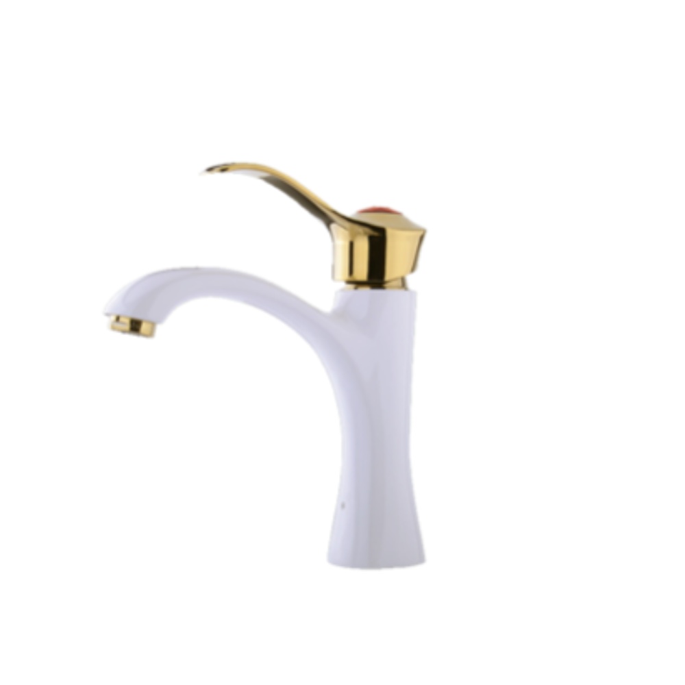 Alvand faucet, diamond model, white and golden شیر روشویی الوند مدل الماس سفید طلایی