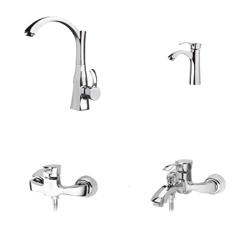 Alvand faucet set, Atlas chrome model ست شیرآلات الوند مدل اطلس کروم