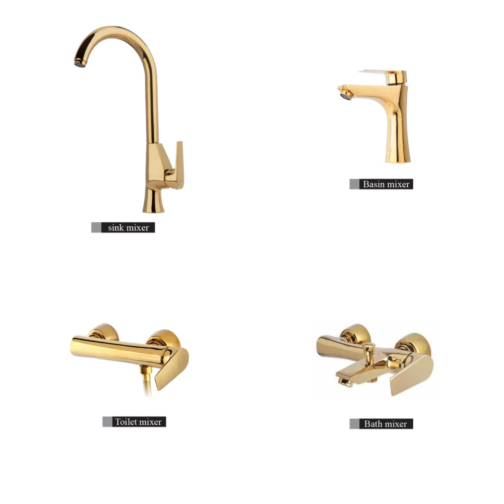 Alvand faucet set, Dena model, golden ست شیر آلات الوند مدل دنا طلایی