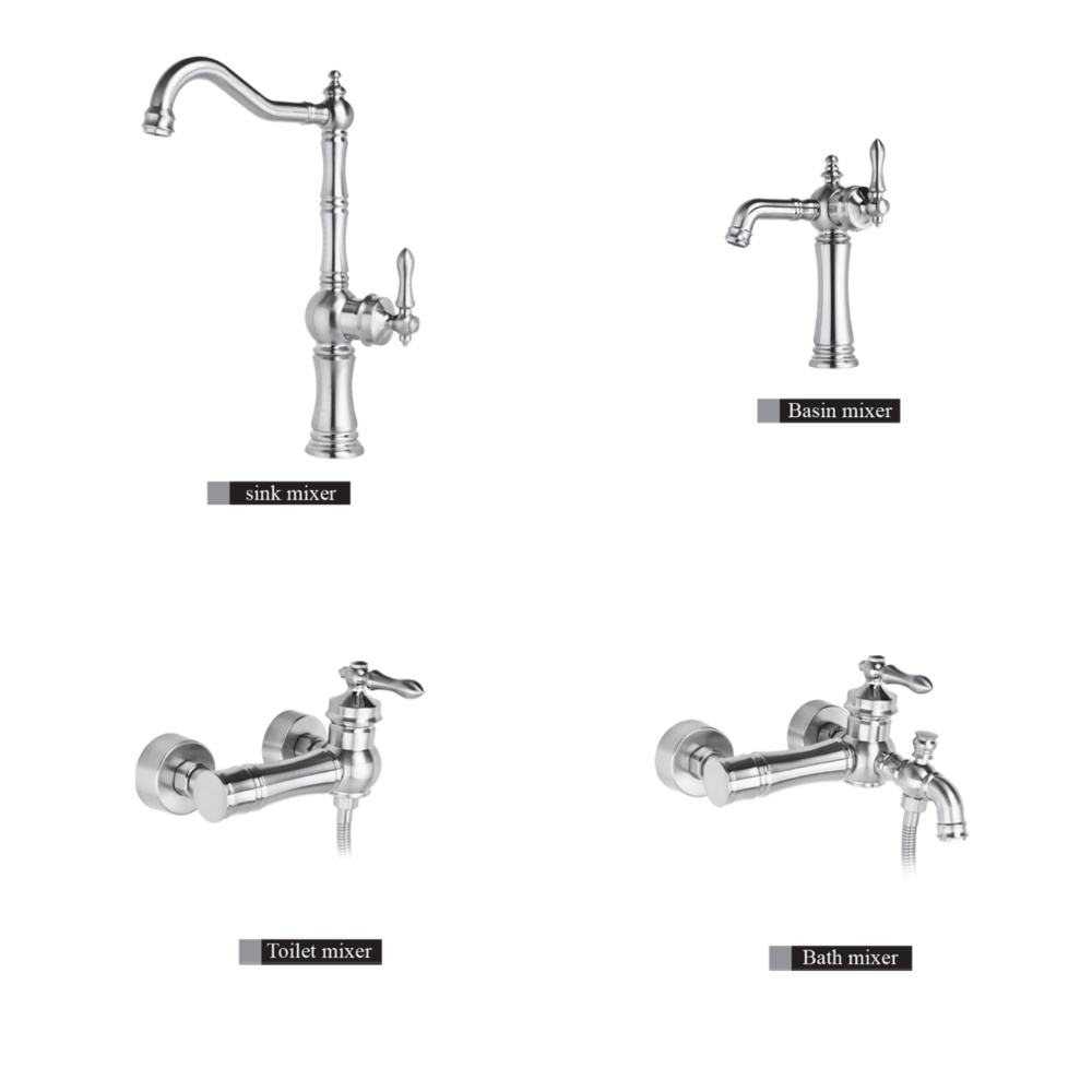Alvand faucet set, Venus model, chrome matt ست شیرآلات الوند مدل ونوس کروم مات