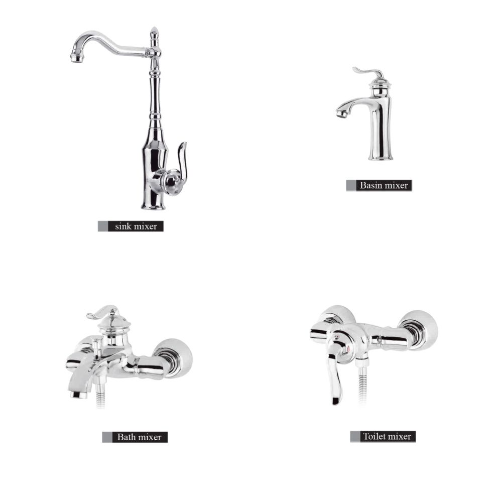 Alvand faucet set, bamboo chrome model ست شیرآلات الوند مدل بامبو کروم