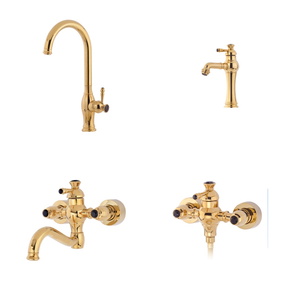 Alvand faucet set, golden lion model ست شیرآلات الوند مدل لیون طلایی