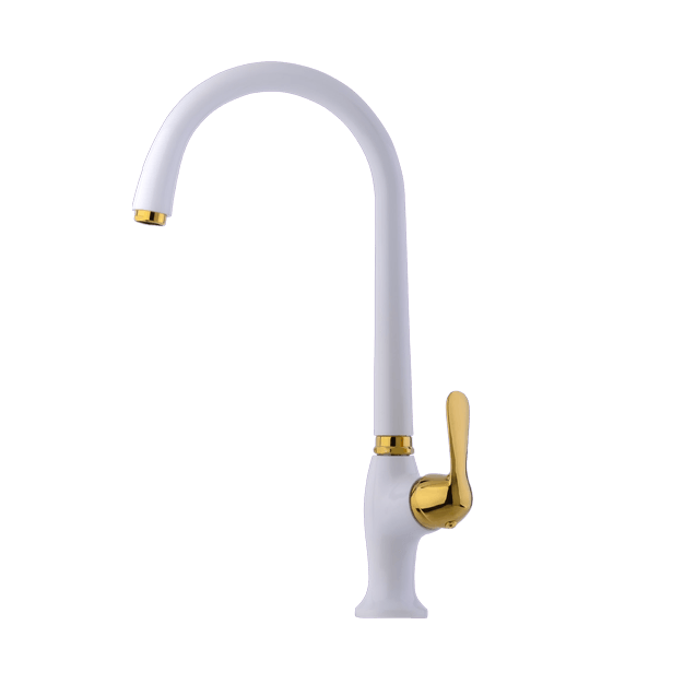 Alvand kitchen faucet, Nika model, white and gold شیر آشپزخانه الوند مدل نیکا سفید طلایی