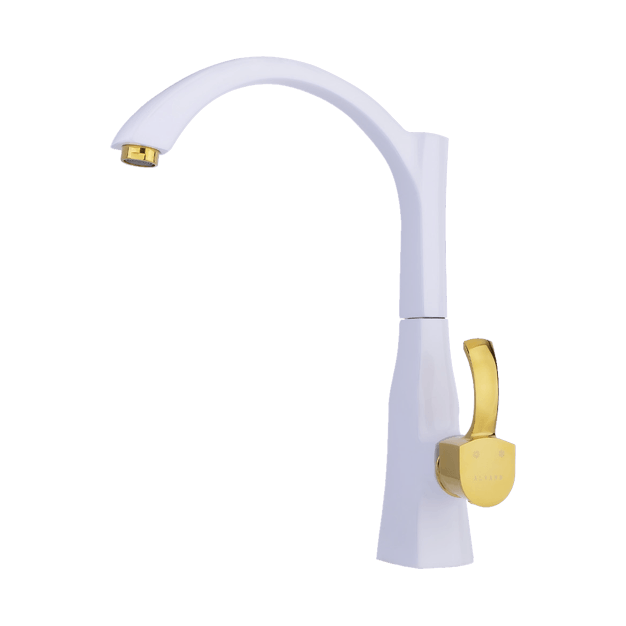Alvand kitchen faucet, white and golden Atlas model شیر آشپزخانه الوند مدل اطلس سفید طلایی