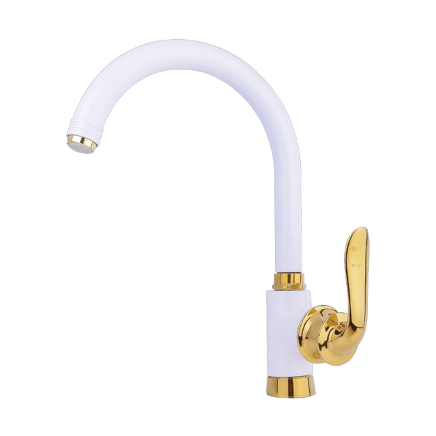 Alvand kitchen faucet, white and golden lily model شیر آشپزخانه الوند مدل زنبق سفید طلایی