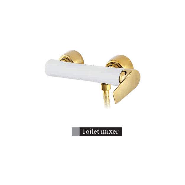 Alvand toilet faucet Dana model white and golden شیر توالت الوند مدل دنا سفید طلایی