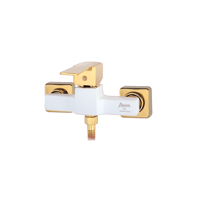 Alvand toilet faucet, Star model, white and gold شیر توالت الوند مدل استار سفید طلایی