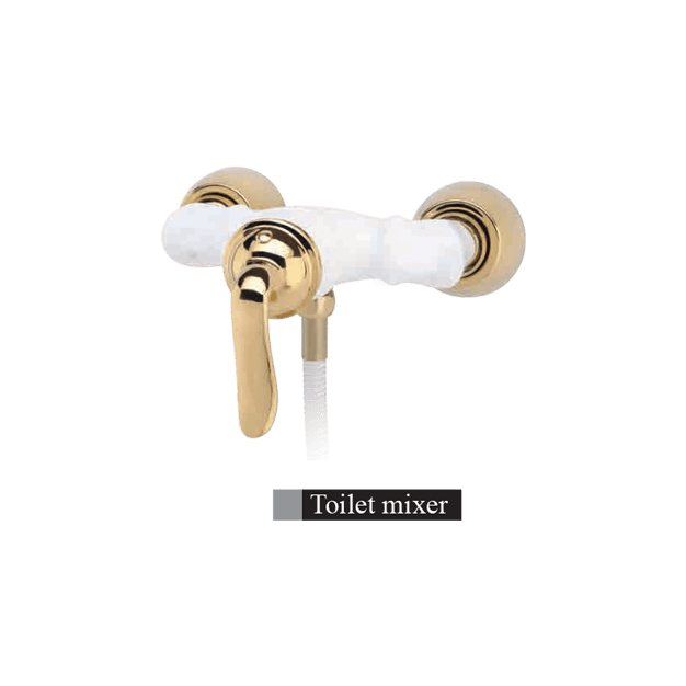 Alvand toilet faucet, bamboo, white and golden model شیر توالت الوند مدل بامبو سفید طلایی