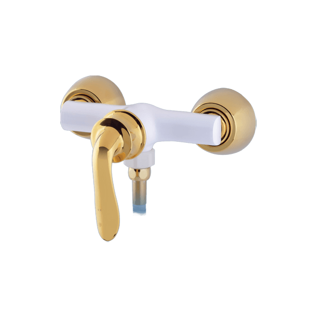 Alvand toilet faucet, white and golden lily model شیر توالت الوند مدل زنبق سفید طلایی