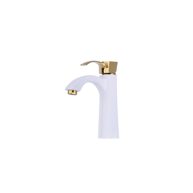 Alvand washbasin faucet, white and golden Atlas model شیر روشویی الوند مدل اطلس سفید طلایی