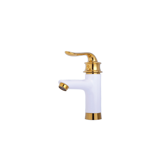 Alvand washbasin faucet, white and golden lily model شیر روشویی الوند مدل زنبق سفید طلایی