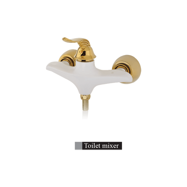 Elvand toilet faucet Lisa model, white and golden ست شیرآلات الوند مدل لیزا سفید طلایی - Image 5