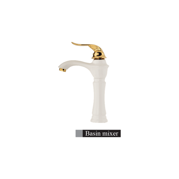 Elvand wash basin, Lisa model, white and golden ست شیرآلات الوند مدل لیزا سفید طلایی - Image 3