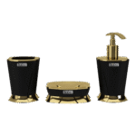 ست سه تیکه آتاژور صبا مدل صدف رنگ مشکی طلایی پلاس