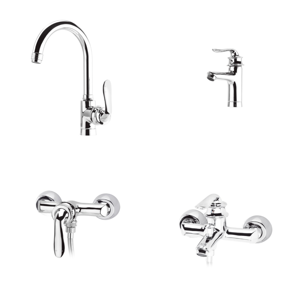 alvand faucet set, Iris model, chrome ست شیرآلات الوند مدل زنبق کروم
