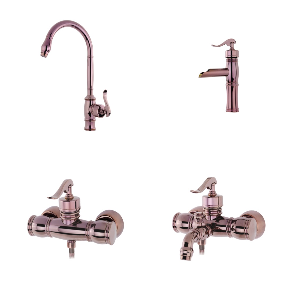 alvand faucet set, alvand rose gold model ست شیرآلات الوند مدل الوند رزگلد