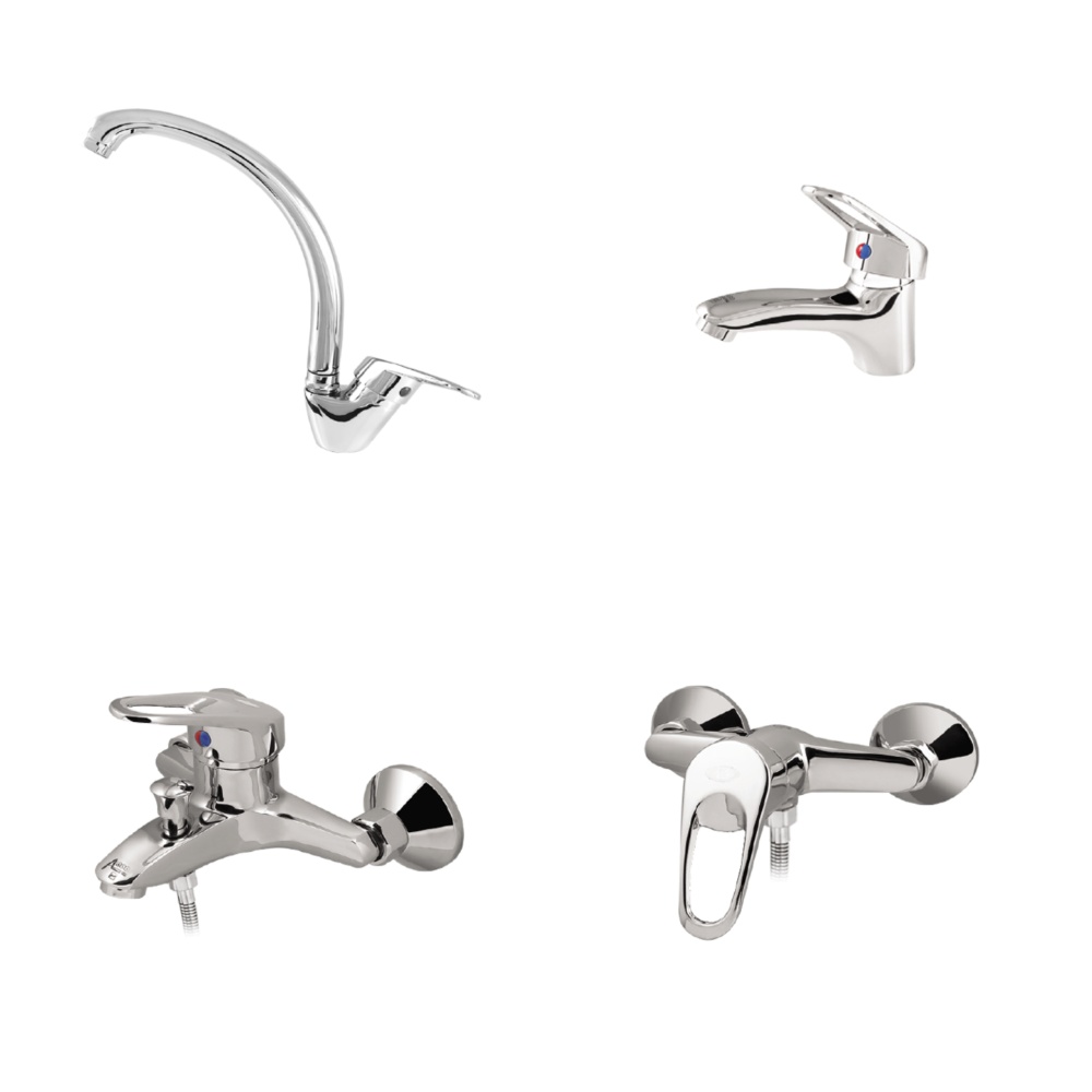 alvand faucet set, chrome oyster model ست شیرآلات الوند مدل صدف کروم