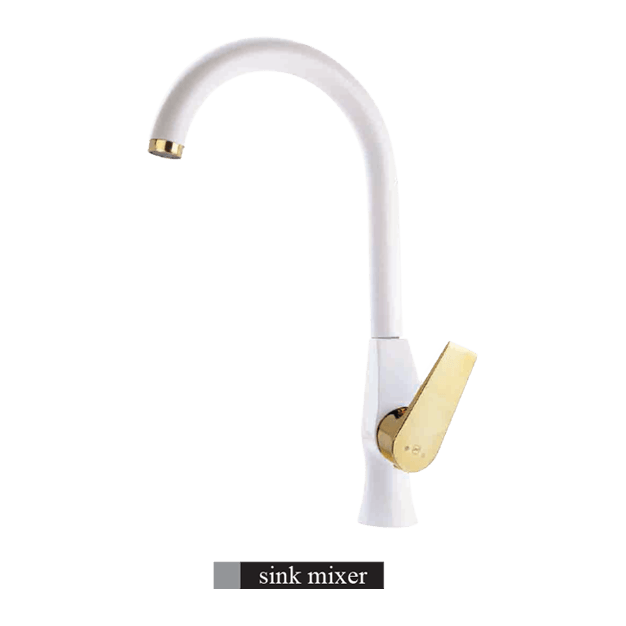 alvand kitchen faucet, Dena model, white and golden شیر آشپزخانه الوند مدل دنا سفید طلایی