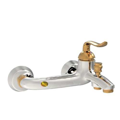 Brilliant-bathroom-faucet-Harrier-model-gold-chrome شیر حمام برلیان مدل هریر کروم طلا