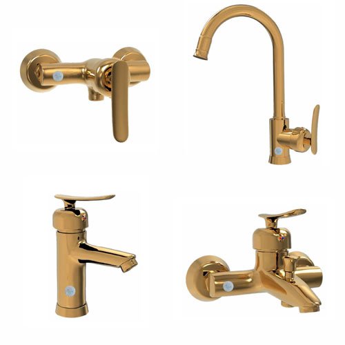 Set-of-diamond-model-gold-valves ست شیرآلات برلیان مدل کن طلایی